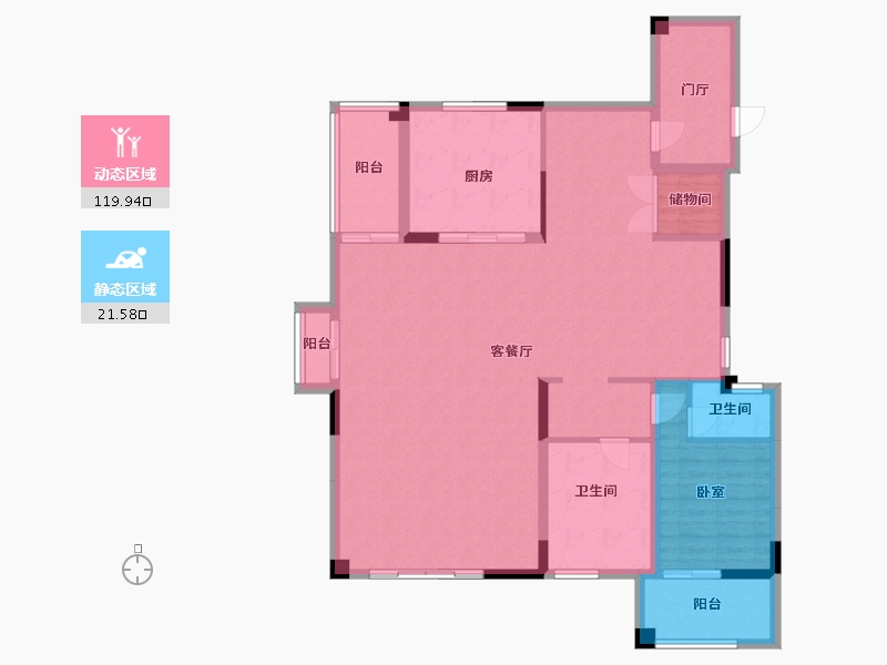 河南省-南阳市-传世温泉公馆-128.92-户型库-动静分区