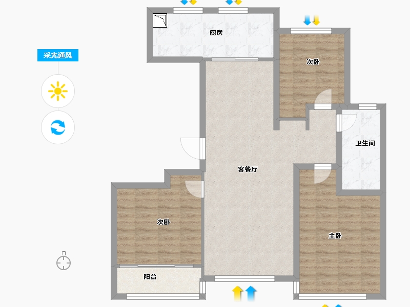 山东省-济南市-中康绿城百合花园-95.00-户型库-采光通风