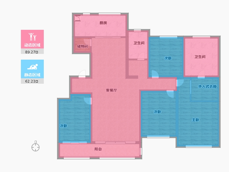 山东省-济南市-中康绿城百合花园-134.99-户型库-动静分区