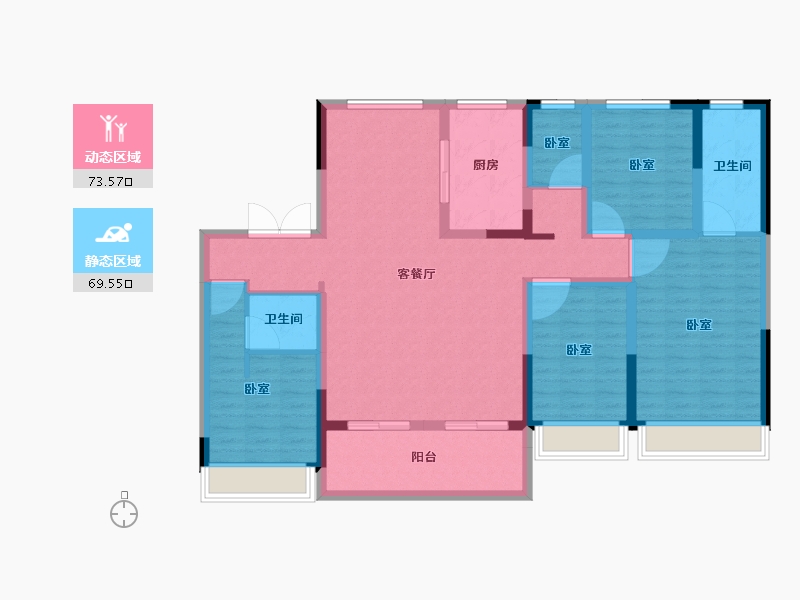 山东省-德州市-滨河花园-128.01-户型库-动静分区