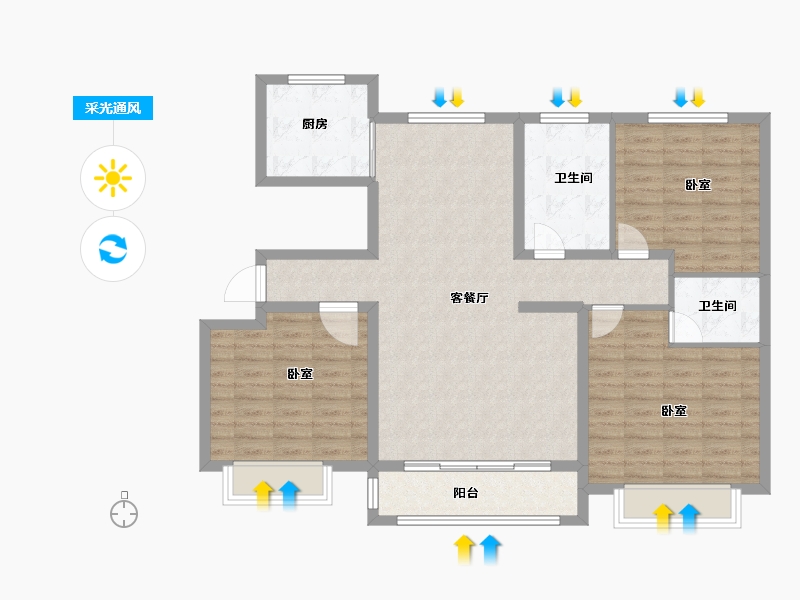 山东省-菏泽市-陶城怡景-107.67-户型库-采光通风