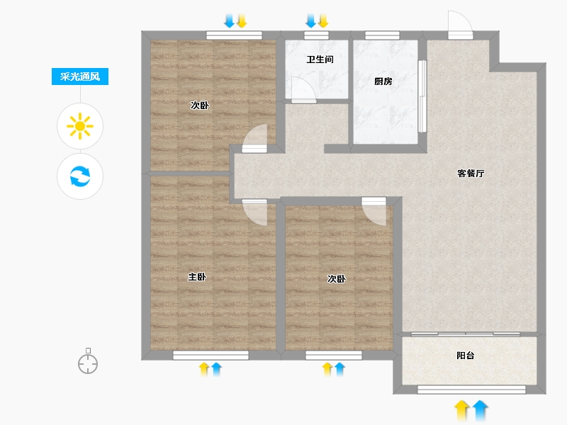 山东省-济南市-力高君御华府-86.00-户型库-采光通风