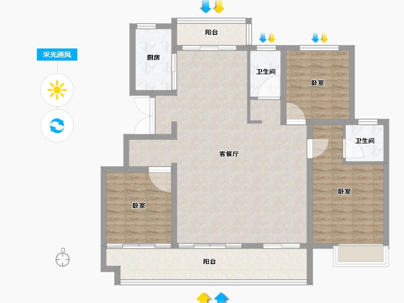 河南省-信阳市-四季花城Ⅰ期·牡丹园-115.70-户型库-采光通风