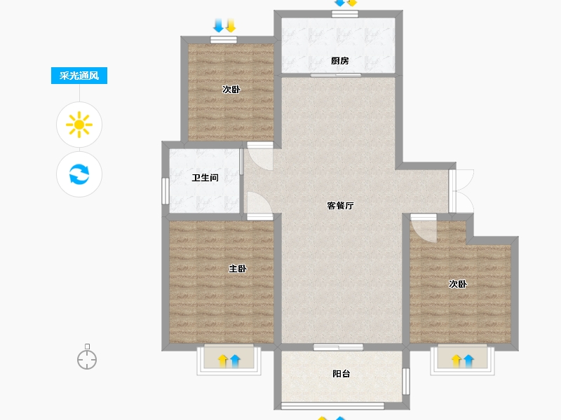 山东省-临沂市-时代城荣园-103.00-户型库-采光通风