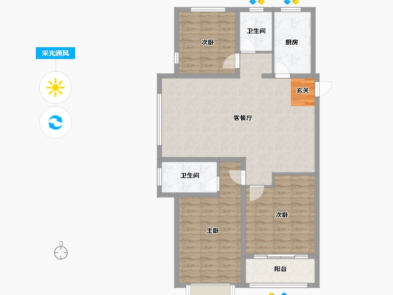 山东省-淄博市-忆江南启园-104.99-户型库-采光通风