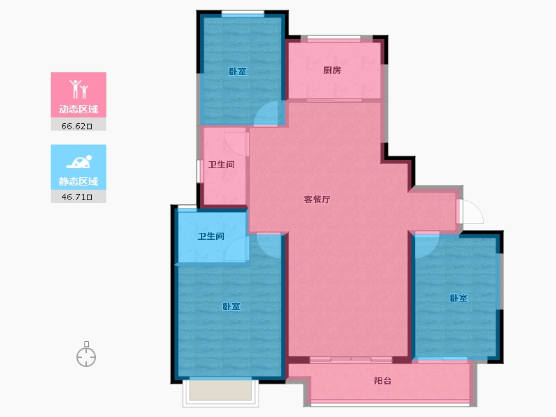 河南省-信阳市-德润上和府-102.70-户型库-动静分区