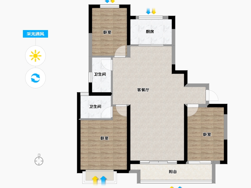 河南省-信阳市-德润上和府-102.70-户型库-采光通风