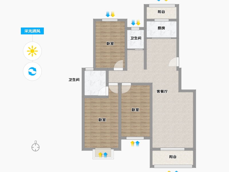 河南省-开封市-埃菲尔公馆-112.00-户型库-采光通风