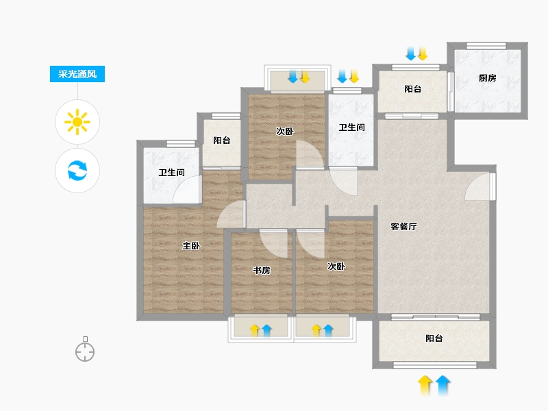 福建省-厦门市-国贸天成一二期-110.01-户型库-采光通风