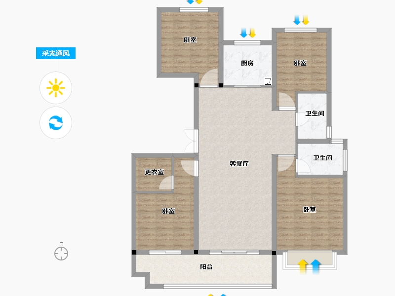 山东省-菏泽市-中达祥泰御府-124.00-户型库-采光通风