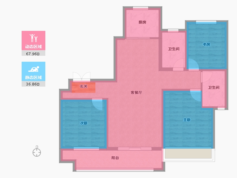 山东省-淄博市-东方星城塾香园-92.70-户型库-动静分区