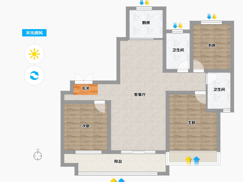 山东省-淄博市-东方星城塾香园-92.70-户型库-采光通风