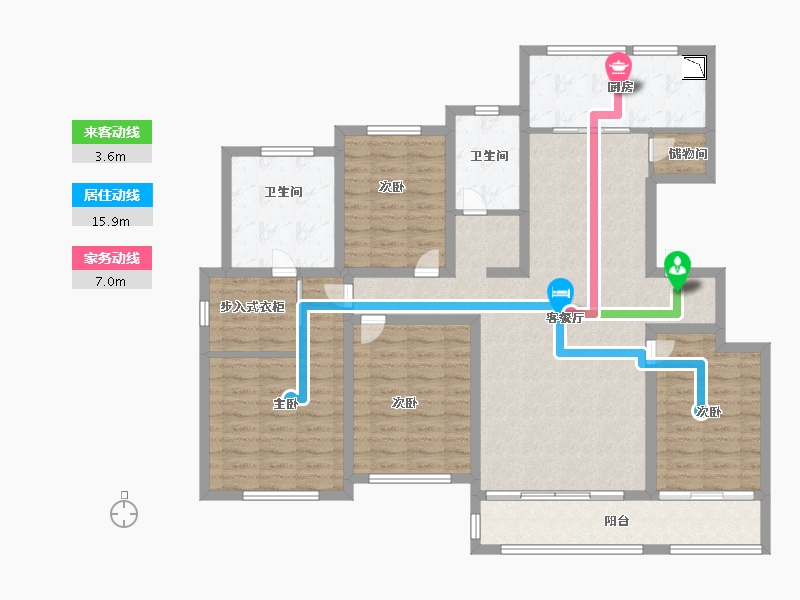 山东省-济南市-中康绿城百合花园-130.08-户型库-动静线