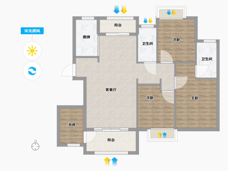 福建省-厦门市-国贸天成一二期-103.01-户型库-采光通风