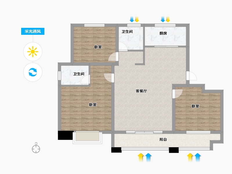 山东省-菏泽市-陶城怡景-100.63-户型库-采光通风