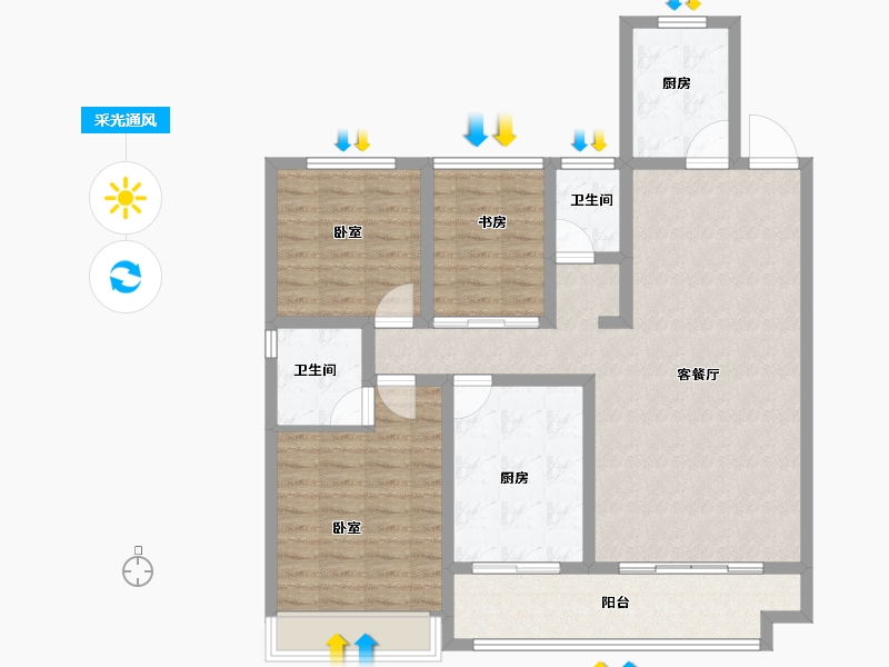 山东省-菏泽市-单县佳和城-109.00-户型库-采光通风