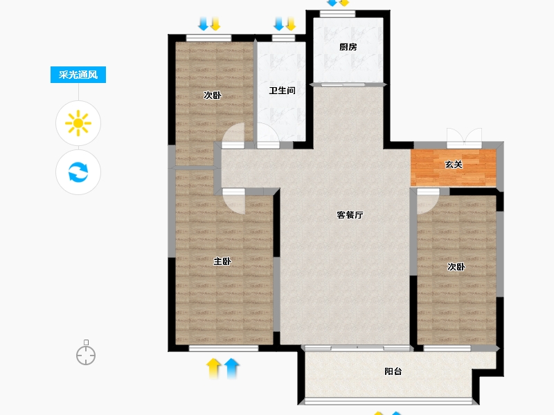 山东省-淄博市-宙合壹品-114.00-户型库-采光通风