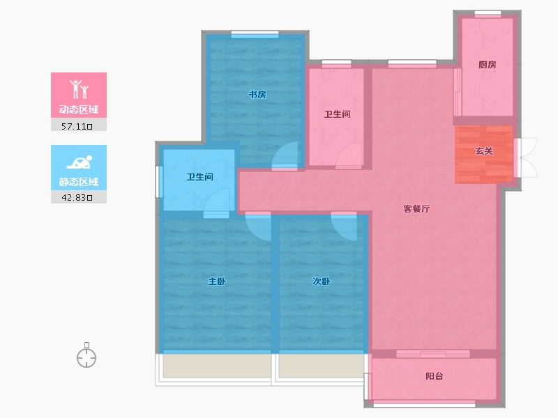 山东省-淄博市-东方星城塾香园-88.75-户型库-动静分区