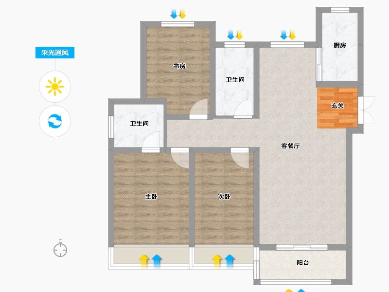 山东省-淄博市-东方星城塾香园-88.75-户型库-采光通风