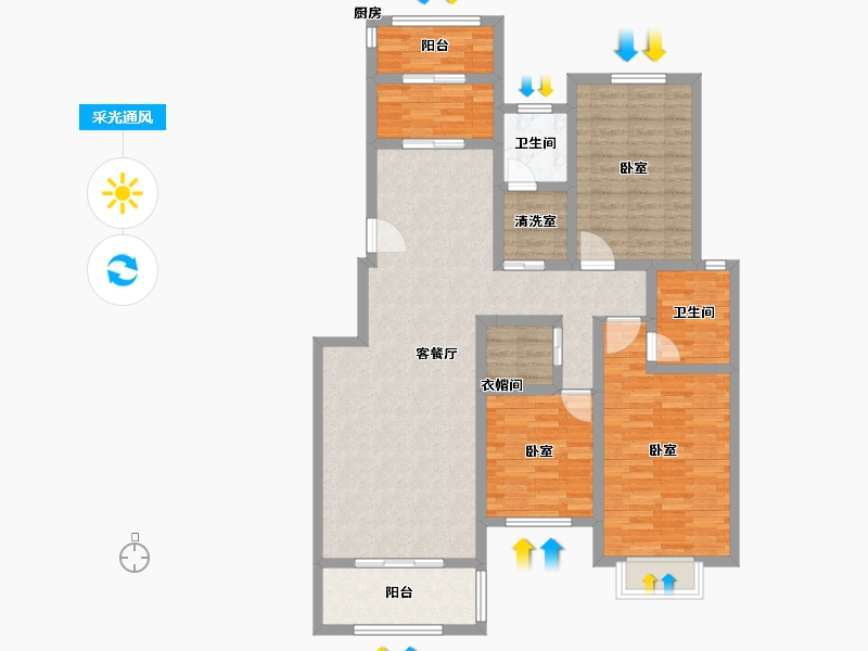 河南省-开封市-埃菲尔公馆-114.00-户型库-采光通风