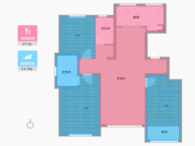 山东省-济南市-中康绿城百合花园-100.10-户型库-动静分区