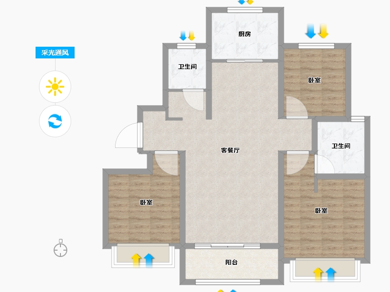 山东省-济南市-海信彩虹谷-94.00-户型库-采光通风