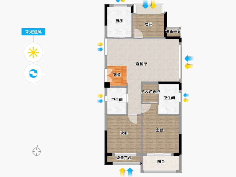 浙江省-台州市-天铂华庭-102.00-户型库-采光通风