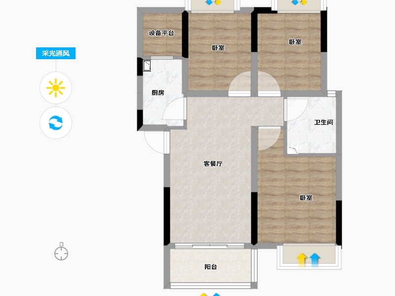 河南省-南阳市-东青紫郡-68.01-户型库-采光通风