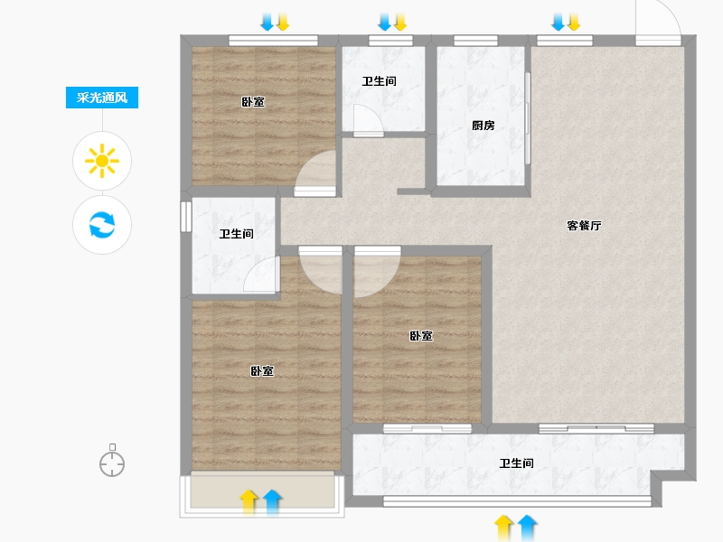 山东省-菏泽市-单县佳和城-106.00-户型库-采光通风