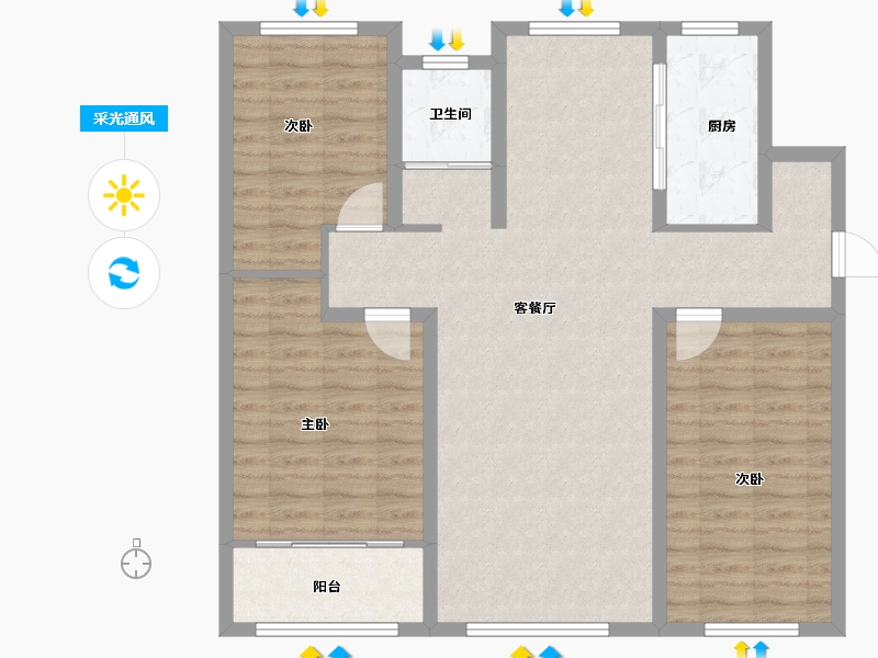 山东省-济南市-力高君御华府-104.00-户型库-采光通风