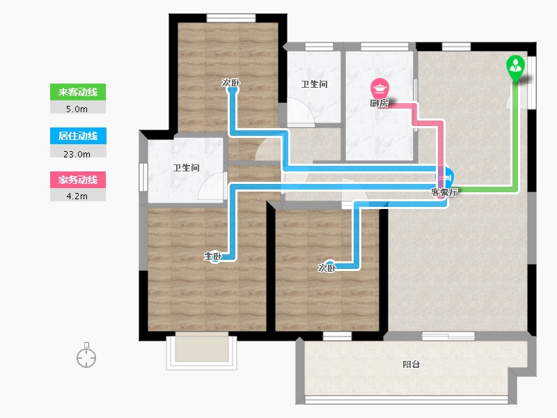 山东省-临沂市-泰鑫东望府-91.35-户型库-动静线