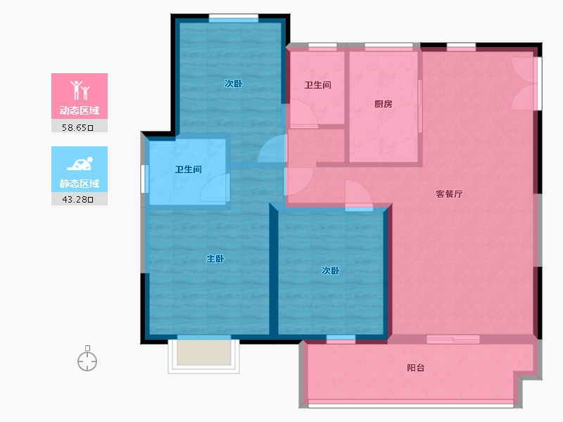 山东省-临沂市-泰鑫东望府-91.35-户型库-动静分区