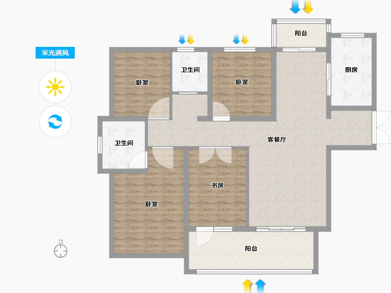 河南省-信阳市-奥林匹克花园-138.75-户型库-采光通风