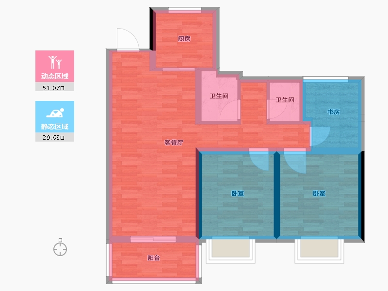 河南省-郑州市-星联·樾棠-71.00-户型库-动静分区