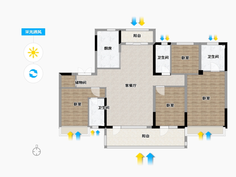 山东省-德州市-德州碧桂园天宸-154.00-户型库-采光通风