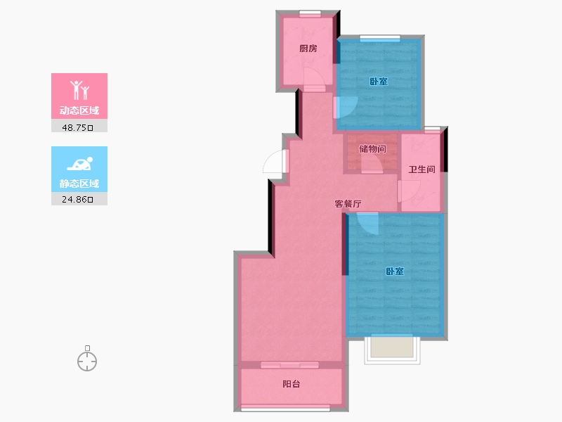 河南省-郑州市-兴港永威·和园-65.00-户型库-动静分区