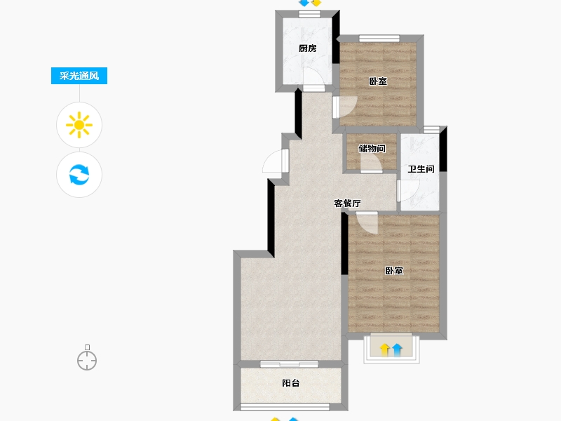 河南省-郑州市-兴港永威·和园-65.00-户型库-采光通风