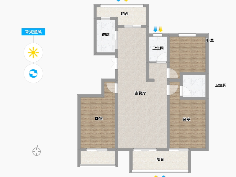 河南省-开封市-晨胧华庭-109.00-户型库-采光通风