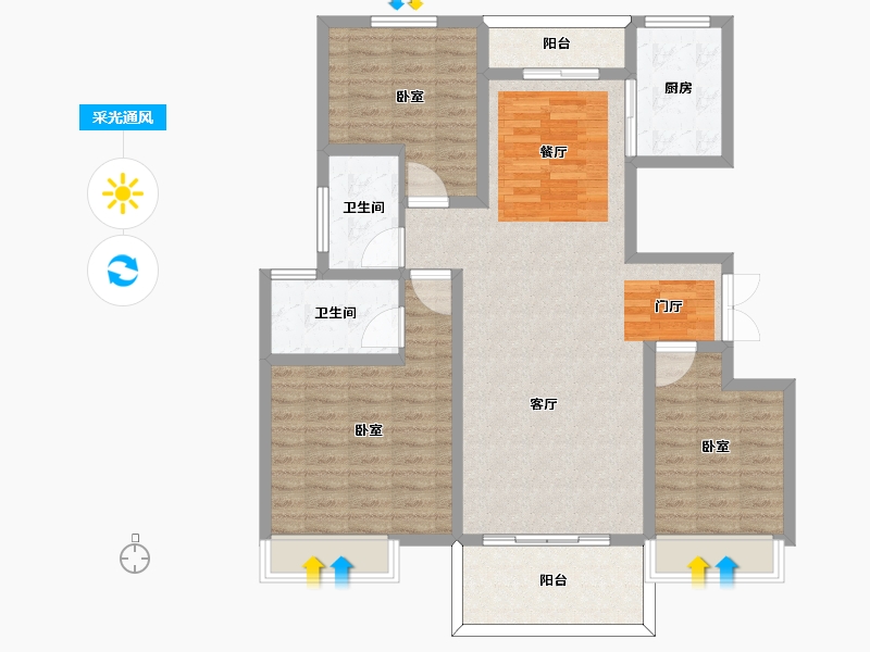 河南省-许昌市-建业春天里-108.23-户型库-采光通风