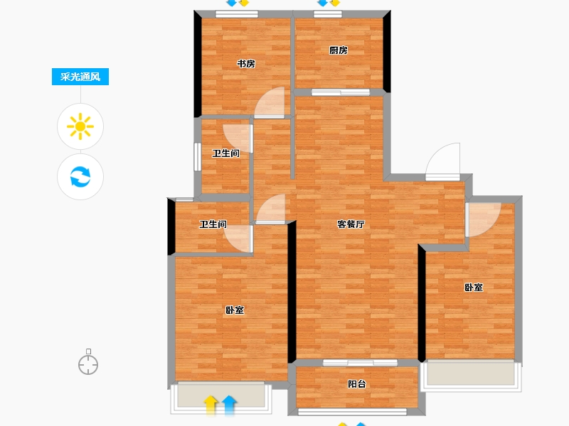 河南省-郑州市-中海云鼎湖居-102.01-户型库-采光通风