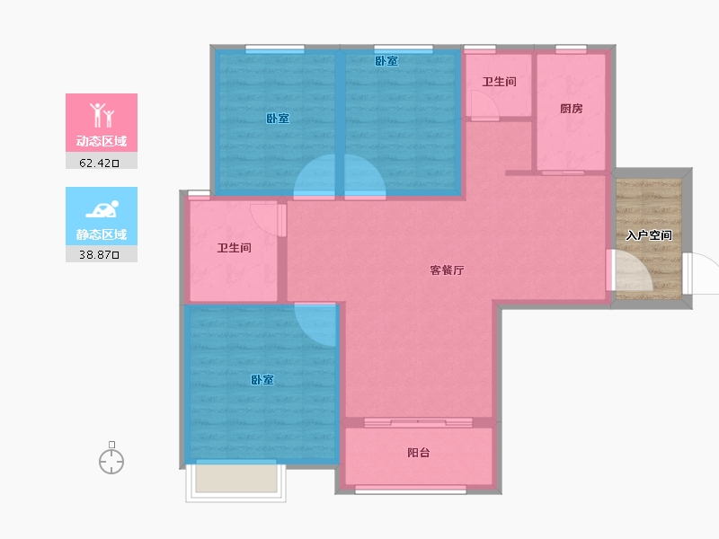 河南省-开封市-豪门卡帝亚庄园-96.64-户型库-动静分区