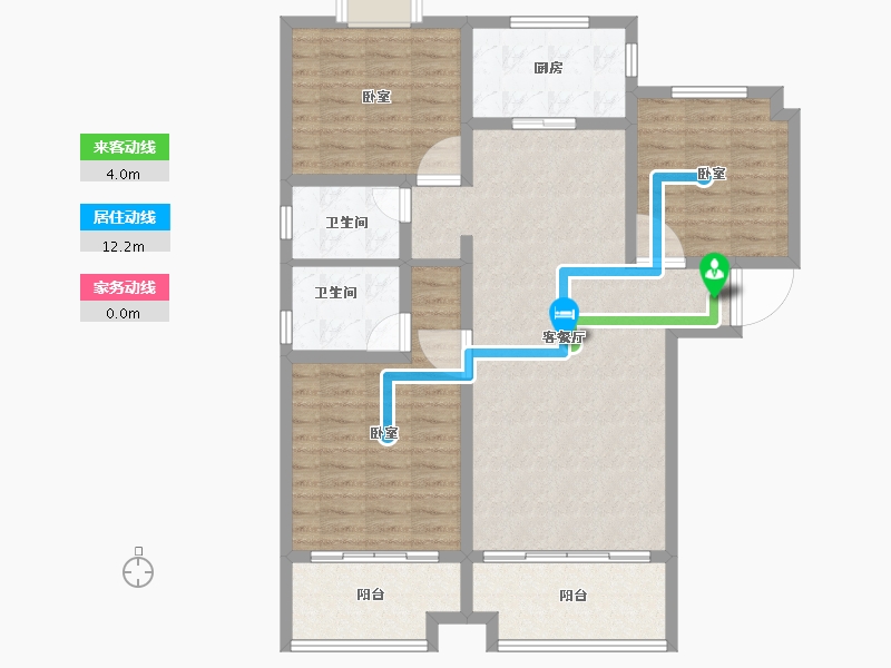 河南省-信阳市-四季花城Ⅰ期·牡丹园-106.48-户型库-动静线