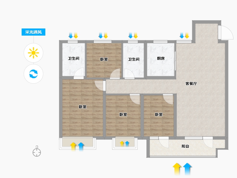 山东省-烟台市-鲁商金茂观海印象-112.00-户型库-采光通风