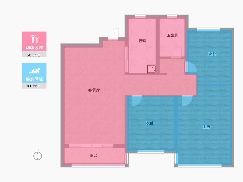 山东省-济南市-中康绿城百合花园-88.60-户型库-动静分区