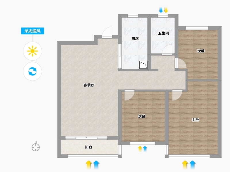 山东省-济南市-中康绿城百合花园-88.60-户型库-采光通风