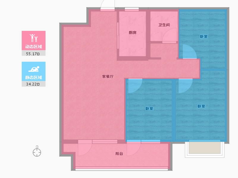 山东省-烟台市-鲁商金茂观海印象-80.00-户型库-动静分区