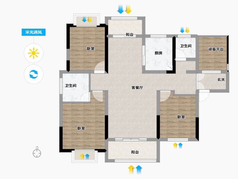 河南省-南阳市-春泽里-106.00-户型库-采光通风