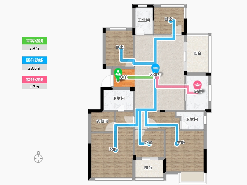 浙江省-金华市-滨江德信公园壹号-113.10-户型库-动静线