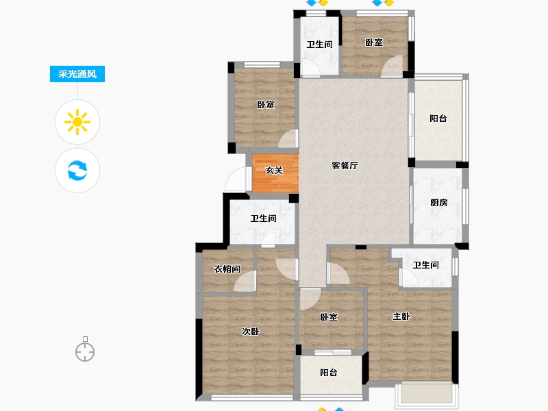 浙江省-金华市-滨江德信公园壹号-113.10-户型库-采光通风