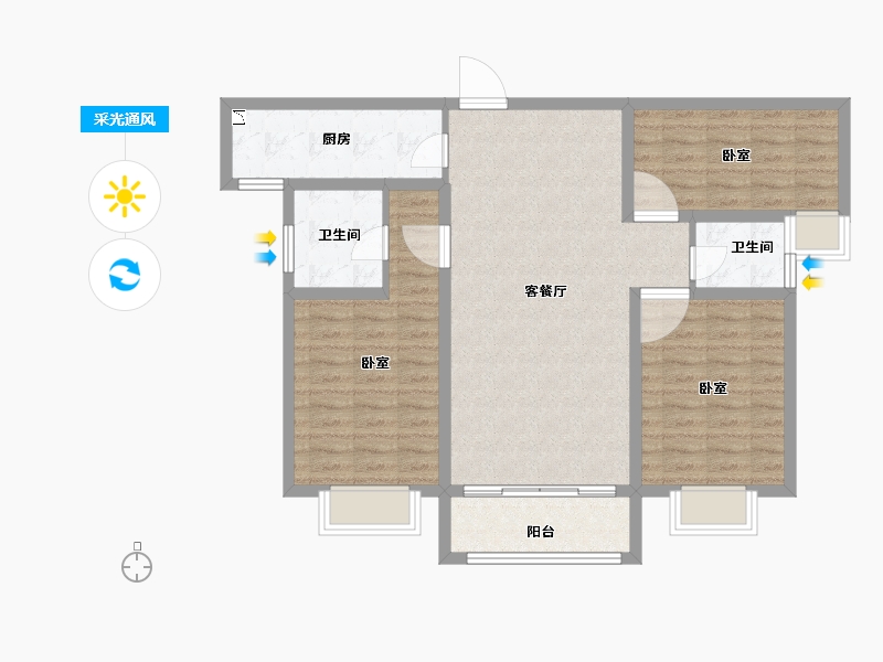 河南省-南阳市-宏江翡翠里-94.00-户型库-采光通风